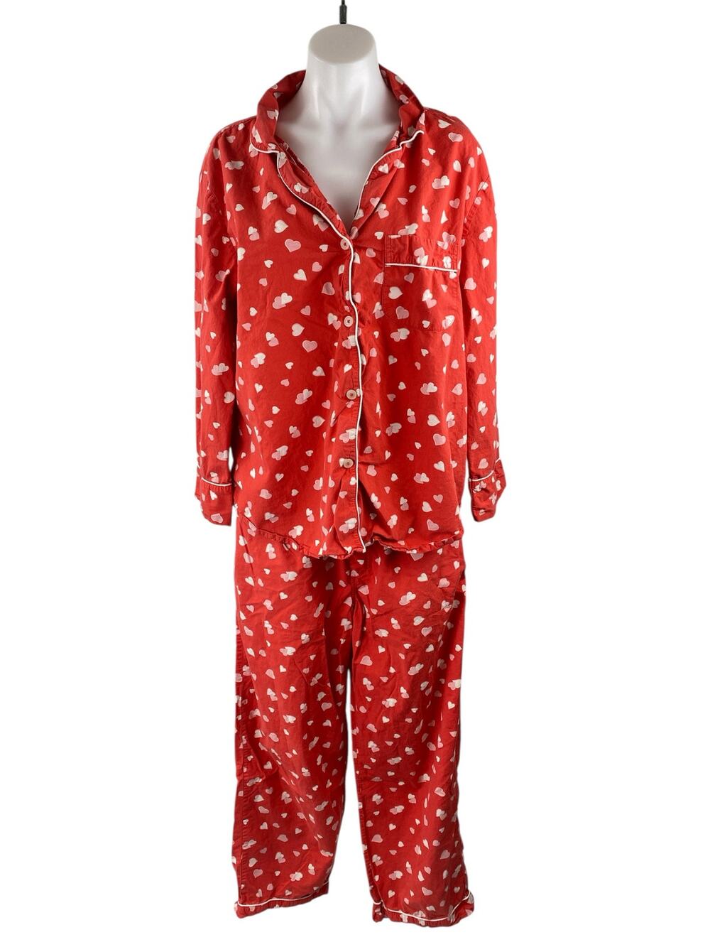 Printfresh + Pencil & Paper Co. Valentine Heart Red White Sleepwear Pajama Set M